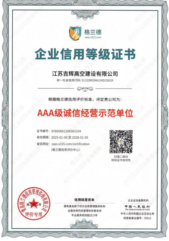 企业信用等级证书